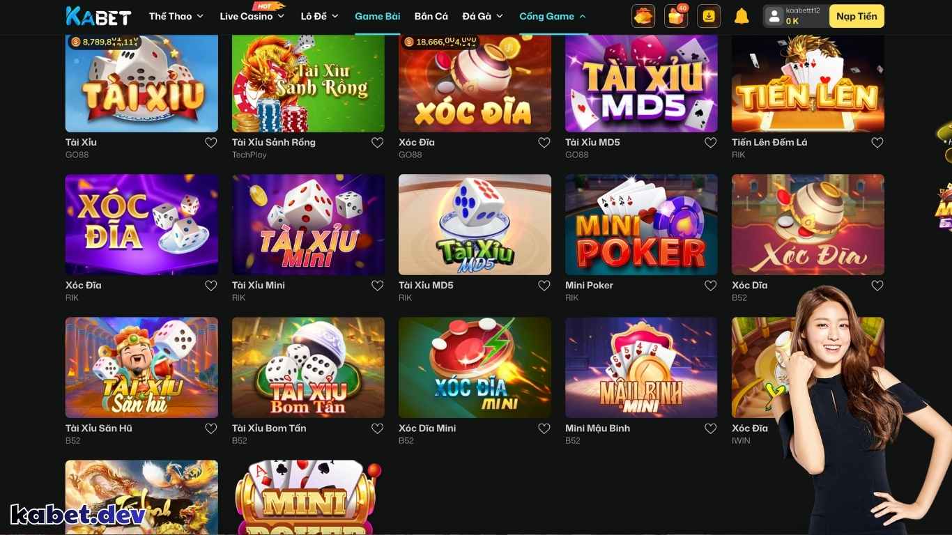 Top những tựa Game Bài Đổi Thưởng KABET hấp dẫn